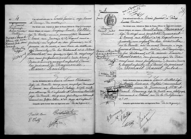 Naissances, 3 janvier-4 juillet 1911