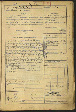 Classe 1910. Matricules n°425-1000