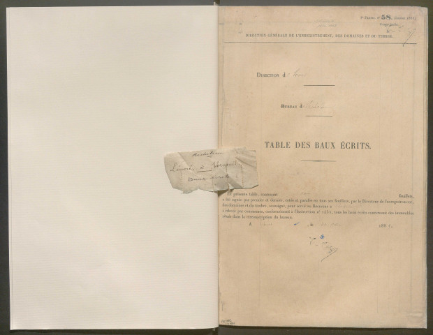 Table des baux écrits