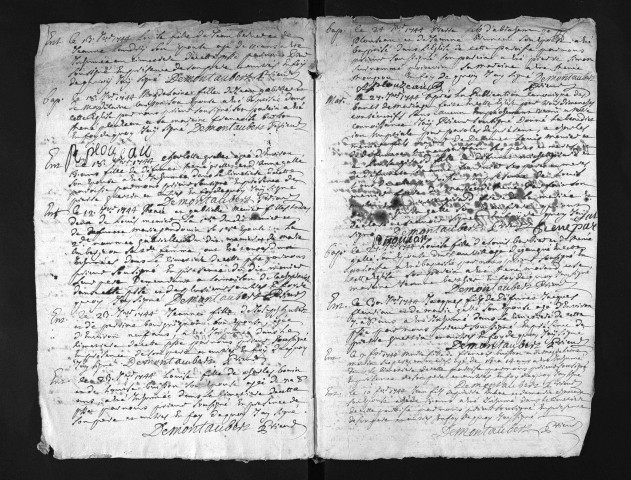 Collection du greffe. Baptêmes, mariages, sépultures, 1744