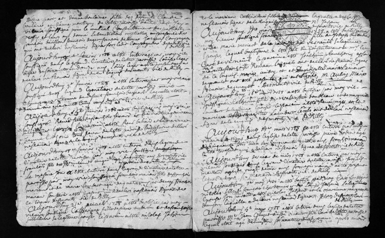 Baptêmes, mariages, sépultures, 1728-1729