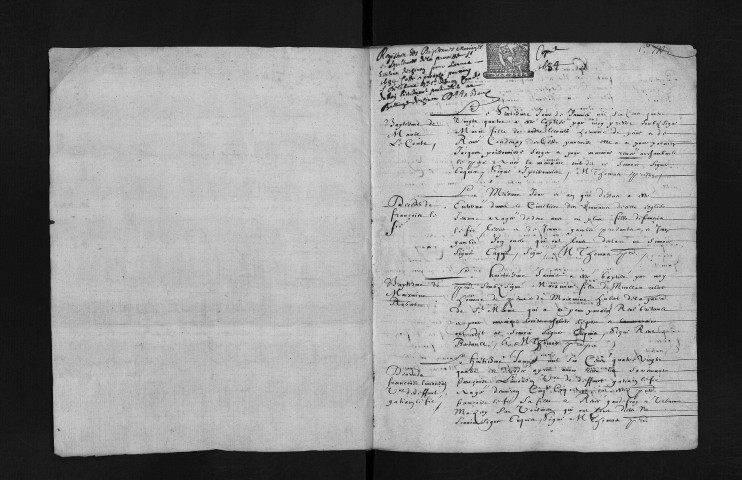 Collection du greffe. Baptêmes, mariages, sépultures, 1684 - L'année 1683 est lacunaire dans cette collection