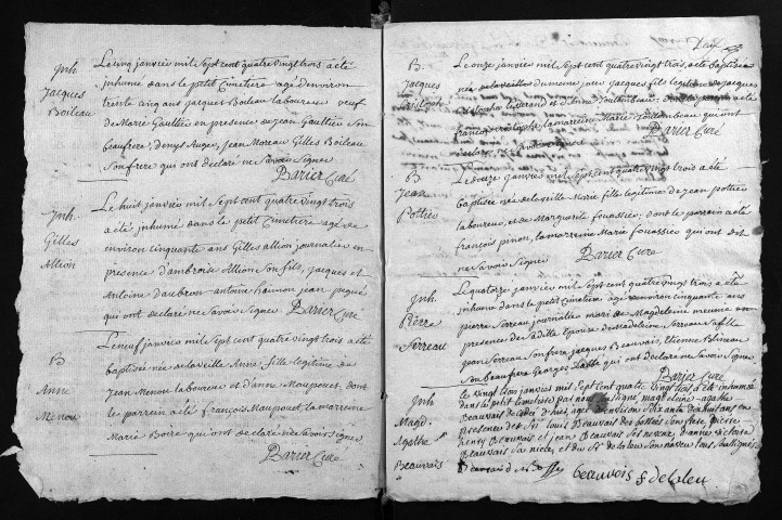 Collection du greffe. Baptêmes, mariages, sépultures, 1783