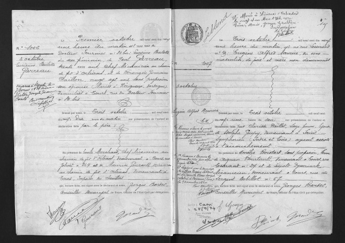 Naissances, 3 octobre-31 décembre 1919