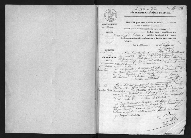 Naissances, 1833-1877