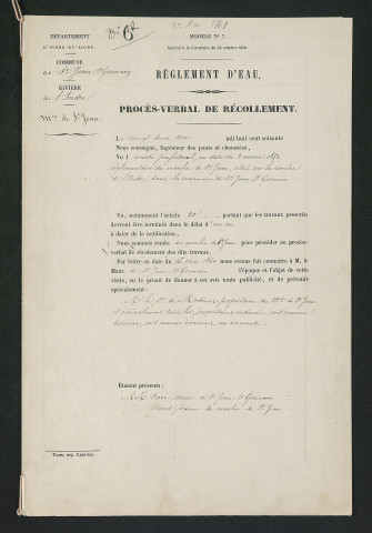 Procès-verbal de récolement (22 mai 1860)