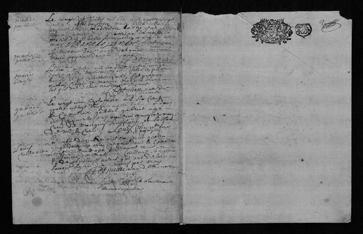 Collection communale. Baptêmes, mariages, sépultures, 24 mai 1692-1736