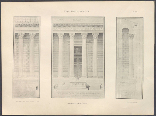 Revue "L'Architecture aux salons", 1899. Héliotype E.D Laussedat, Châteaudun (Eure-et-Loir). A.R Guerinet. Editeur. Paris. Reproduction des dessins d'études d'antique et de Renaissance faits par Benjamin Chaussemiche.