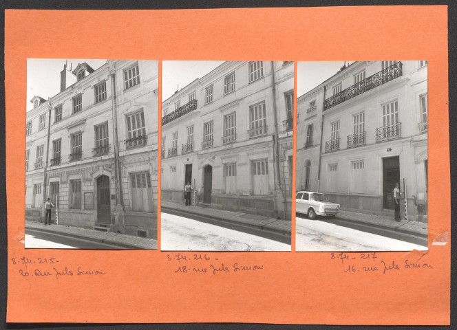 20 rue Jules Simon ; 18 rue Jules Simon ; 16 rue Jules Simon.