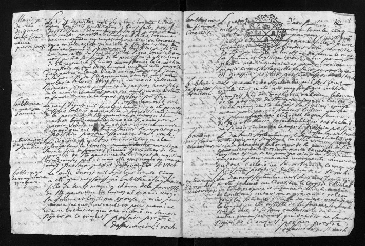 Collection du greffe. Baptêmes, mariages, sépultures, 1735-1736