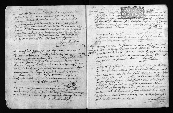 Baptêmes, mariages, sépultures, 1702