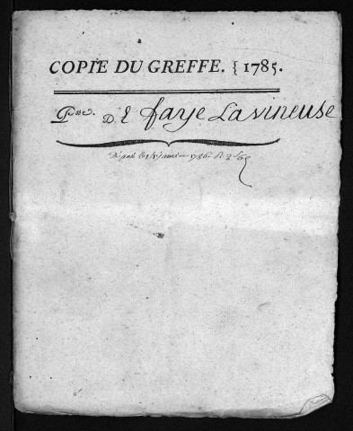 Collection du greffe. Baptêmes, mariages, sépultures, 1785