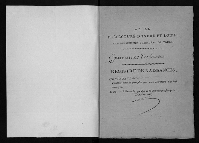 Naissances, mariages, décès, an XI-1816