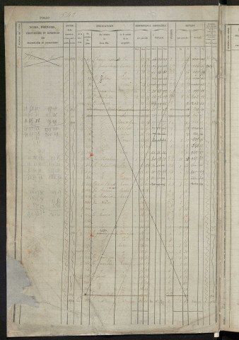 Matrice des propriétés foncières, fol. 541 à 1056 ; récapitulation des contenances et des revenus de la matrice cadastrale, 1834 ; table alphabétique des propriétaires.