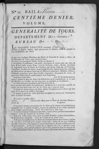 Centième denier et insinuations suivant le tarif (4 mai 1772-25 octobre 1774)
