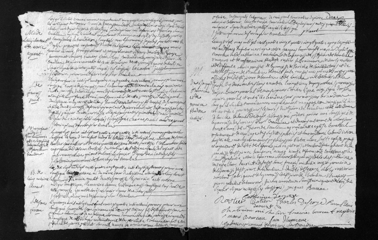 Collection du greffe. Baptêmes, mariages, sépultures, 1784