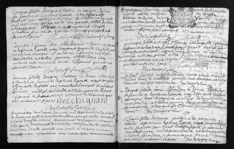 Baptêmes, mariages, sépultures, 1712