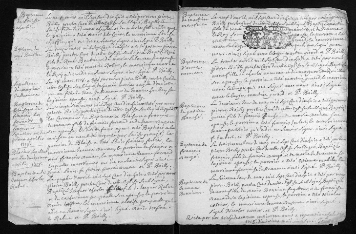 Collection du greffe. Baptêmes, mariages, sépultures, 1718 - Les années 1712-1717 sont lacunaires dans cette collection