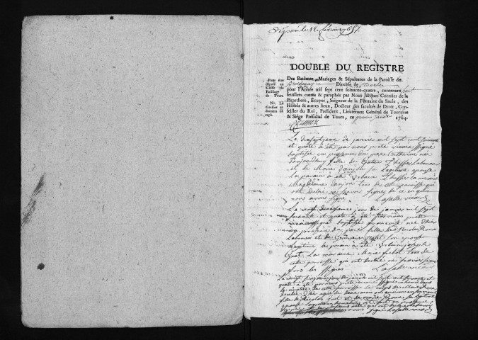 Collection du greffe. Baptêmes, mariages, sépultures, 1764