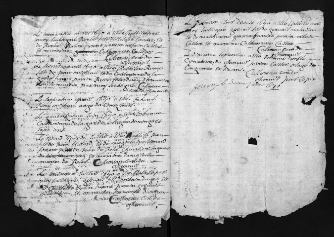 Collection du greffe. Baptêmes, mariages, sépultures, 1670 - La collection communale ne contient pas d'actes antérieurs à 1670.