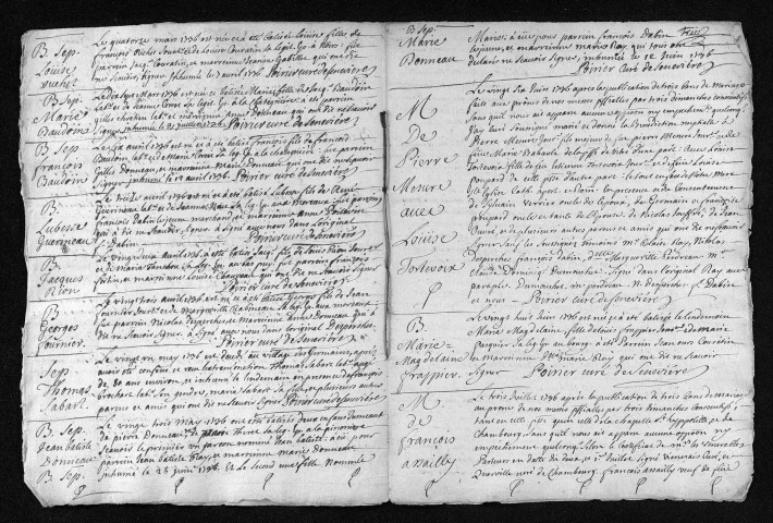 Baptêmes, mariages, sépultures, 1736