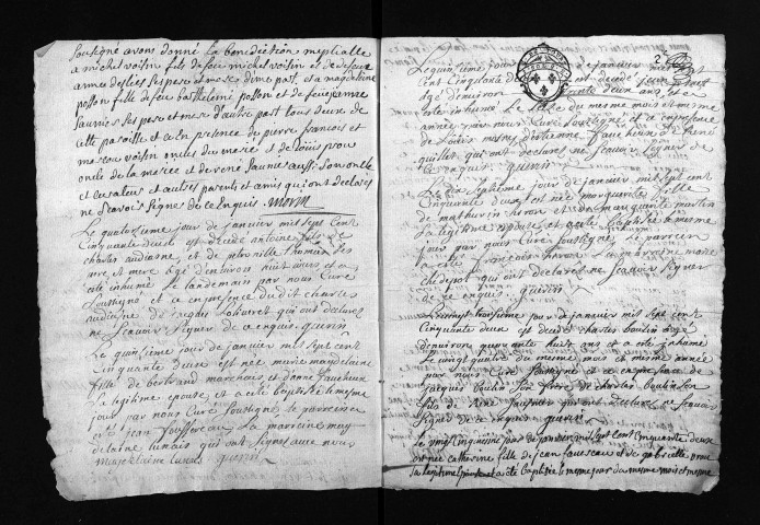 Collection du greffe. Baptêmes, mariages, sépultures, 1752