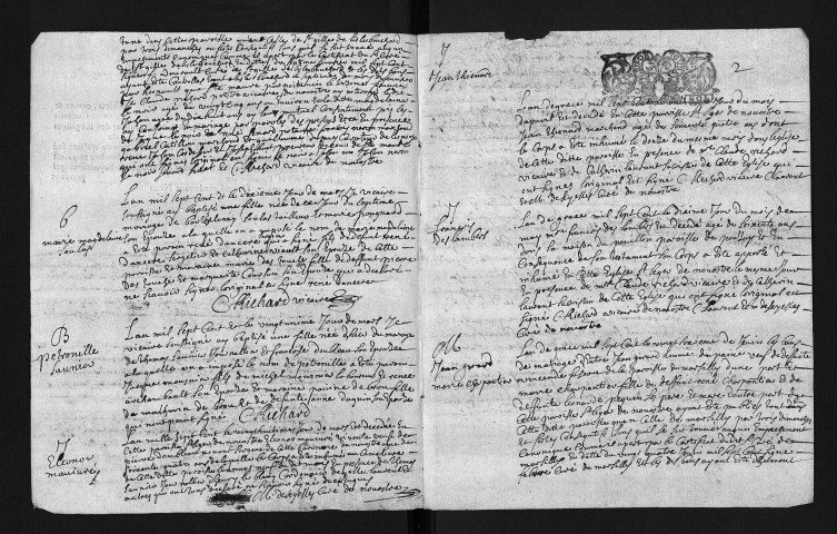 Collection du greffe. Baptêmes, mariages, sépultures, 1700