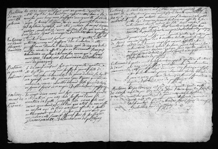 Baptêmes, mariages, sépultures, 1754