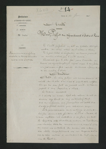 Travaux réglementaires. Mise en demeure d'exécution (13 juin 1860)