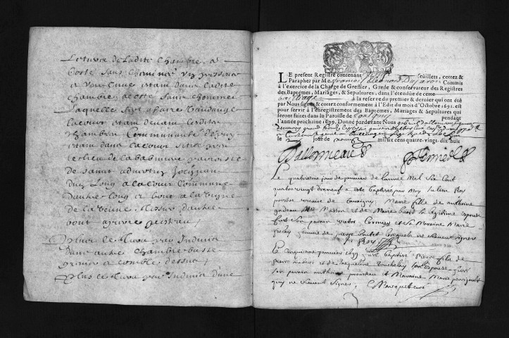 Baptêmes, mariages, sépultures, 1699