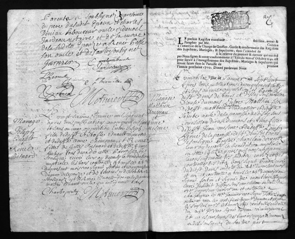 Collection communale. Baptêmes, mariages, sépultures, 1700-1710