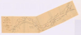 Plan de la rivière d'Esves entre le moulin de Fescheau et celui d'Écorche-Bœuf (8 mai 1841)
