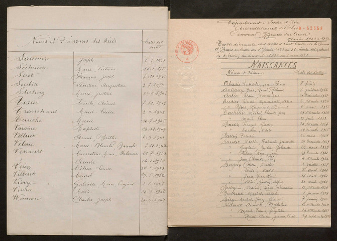 Naissances, mariages, décès