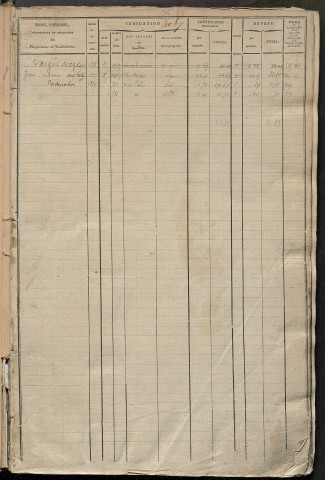 Matrice des propriétés foncières, fol. 3087 à 3684 ; récapitulation des contenances et des revenus de la matrice cadastrale, 1825 ; table alphabétique des propriétaires.