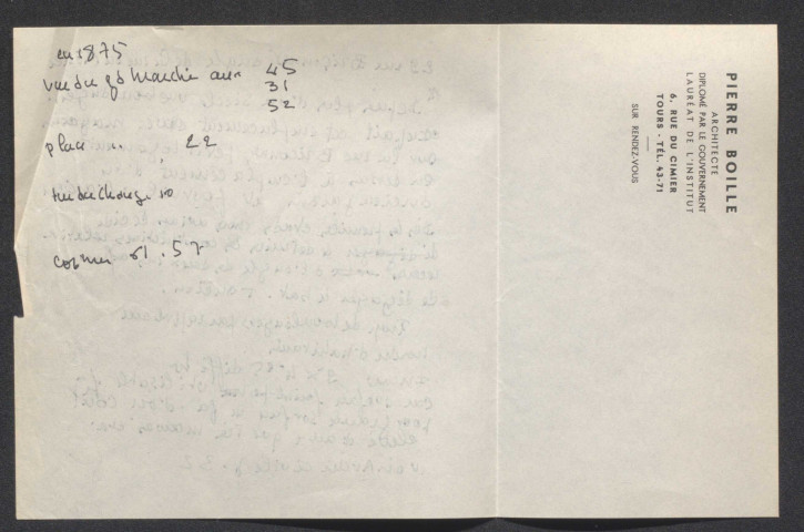 29 rue Briçonnet, angle rue du Mûrier : descriptif 2/2.