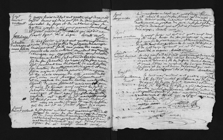 Collection du greffe. Baptêmes, mariages, sépultures, 1782