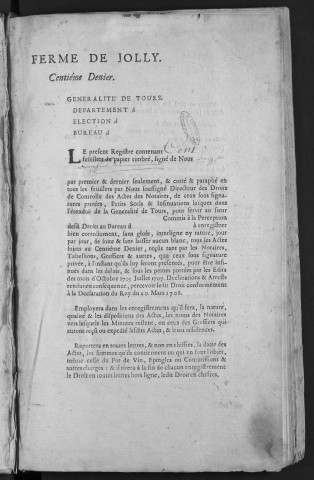 Centième denier et insinuations suivant le tarif (11 octobre 1734-9 janvier 1741)