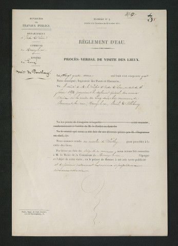 Procès-verbal de visite (24 mars 1854)