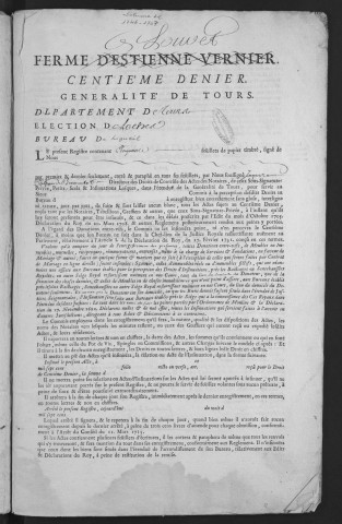Centième denier et insinuations suivant le tarif (19 mars 1746-26 juin 1747)