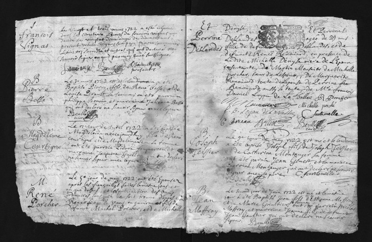 Collection communale. Baptêmes, mariages, sépultures, 1722-juin 1723 - L'année 1721 est lacunaire dans cette collection