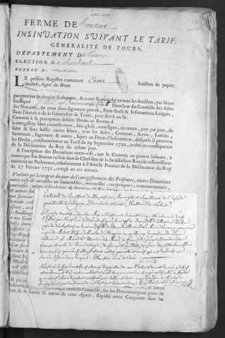 Centième denier et insinuations suivant le tarif (8 mars 1765-15 mai 1767)