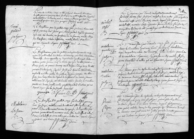 Collection du greffe. Baptêmes, mariages, sépultures, 1749