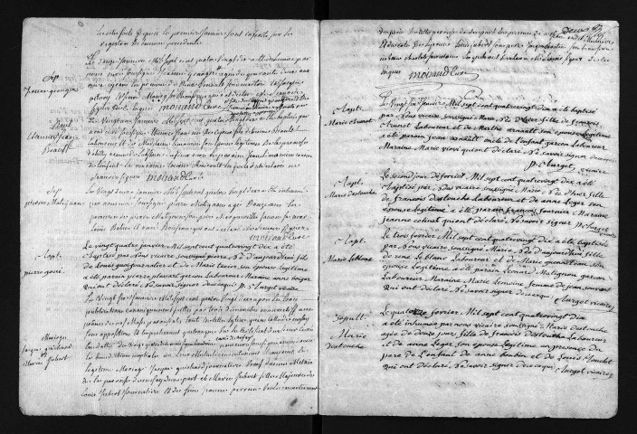 Collection du greffe. Baptêmes, mariages, sépultures, 1790