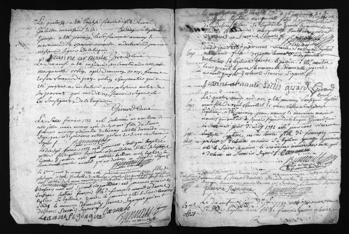 Collection du greffe. Baptêmes, mariages, sépultures, 1752-1753