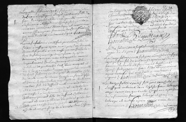 Collection communale. Baptêmes, mariages, sépultures, 1728-1733