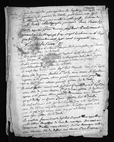 Collection du greffe. Baptêmes, mariages, sépultures, 1752