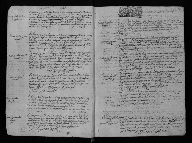 Collection communale. Baptêmes, mariages, sépultures, 1698-juin 1701