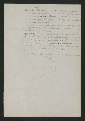 Travaux réglementaires. Mise en demeure d'exécution (16 juin 1860)