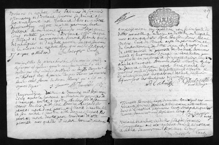 Baptêmes, mariages, sépultures, 1705