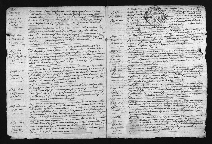 Collection du greffe. Baptêmes, mariages, sépultures, 1735 - Les années 1707-1734 sont lacunaires dans cette collection